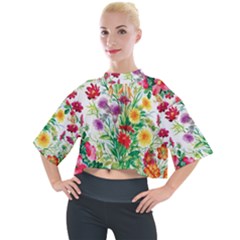 Summer Flowers Mock Neck Tee by goljakoff