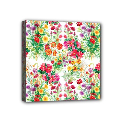 Summer Flowers Pattern Mini Canvas 4  X 4  (stretched) by goljakoff