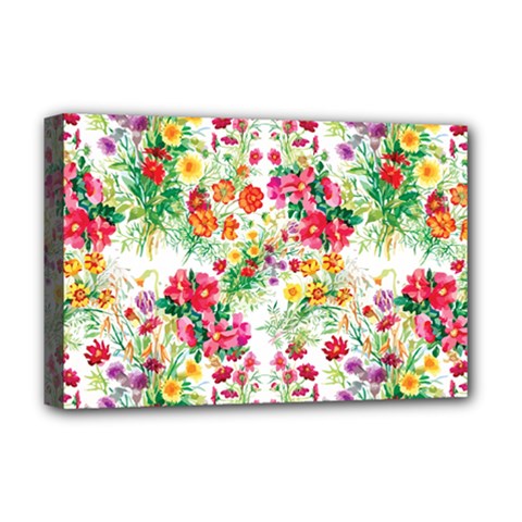 Summer Flowers Pattern Deluxe Canvas 18  X 12  (stretched) by goljakoff