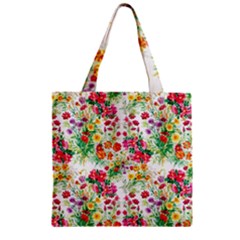 Summer Flowers Pattern Zipper Grocery Tote Bag by goljakoff