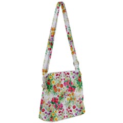 Summer Flowers Pattern Zipper Messenger Bag by goljakoff