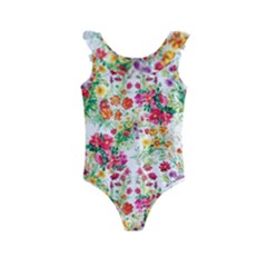 Summer Flowers Pattern Kids  Frill Swimsuit by goljakoff