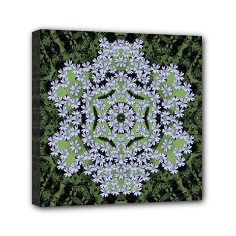 Calm In The Flower Forest Of Tranquility Ornate Mandala Mini Canvas 6  X 6  (stretched) by pepitasart