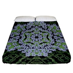 Calm In The Flower Forest Of Tranquility Ornate Mandala Fitted Sheet (california King Size) by pepitasart