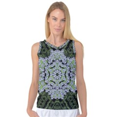 Calm In The Flower Forest Of Tranquility Ornate Mandala Women s Basketball Tank Top by pepitasart