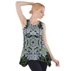 Calm In The Flower Forest Of Tranquility Ornate Mandala Side Drop Tank Tunic by pepitasart