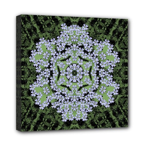 Calm In The Flower Forest Of Tranquility Ornate Mandala Mini Canvas 8  X 8  (stretched) by pepitasart