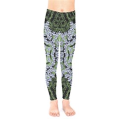 Calm In The Flower Forest Of Tranquility Ornate Mandala Kids  Leggings by pepitasart