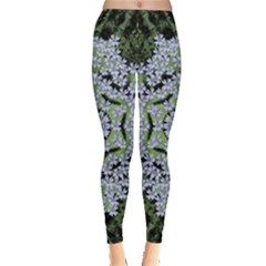 Calm In The Flower Forest Of Tranquility Ornate Mandala Leggings  by pepitasart