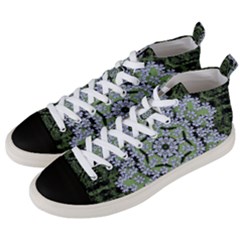 Calm In The Flower Forest Of Tranquility Ornate Mandala Men s Mid-top Canvas Sneakers by pepitasart