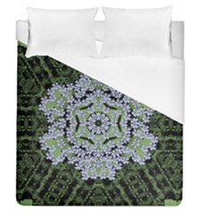 Calm In The Flower Forest Of Tranquility Ornate Mandala Duvet Cover (queen Size) by pepitasart