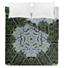 Calm In The Flower Forest Of Tranquility Ornate Mandala Duvet Cover Double Side (queen Size) by pepitasart