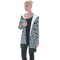 Calm In The Flower Forest Of Tranquility Ornate Mandala Longline Hooded Cardigan by pepitasart