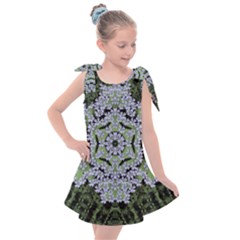 Calm In The Flower Forest Of Tranquility Ornate Mandala Kids  Tie Up Tunic Dress by pepitasart