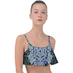 Calm In The Flower Forest Of Tranquility Ornate Mandala Frill Bikini Top by pepitasart
