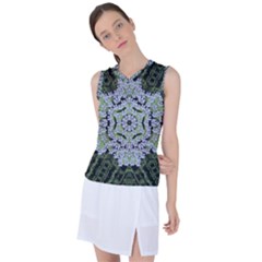 Calm In The Flower Forest Of Tranquility Ornate Mandala Women s Sleeveless Sports Top by pepitasart