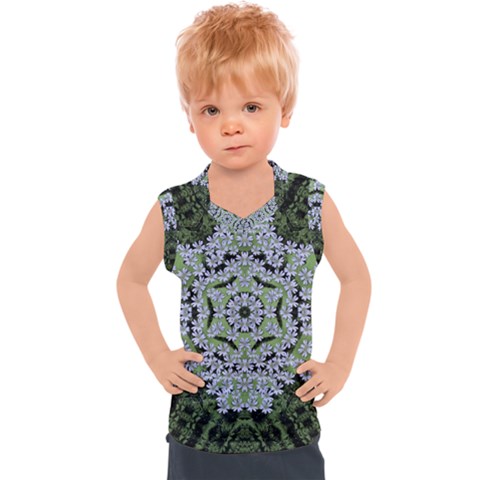 Calm In The Flower Forest Of Tranquility Ornate Mandala Kids  Sport Tank Top by pepitasart
