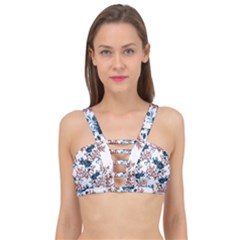 Blue And Rose Flowers Cage Up Bikini Top by goljakoff