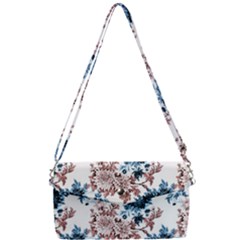 Blue And Rose Flowers Removable Strap Clutch Bag