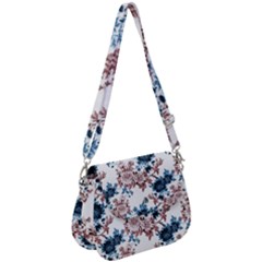 Blue And Rose Flowers Saddle Handbag by goljakoff