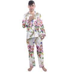 Garden Flowers Men s Long Sleeve Satin Pyjamas Set by goljakoff