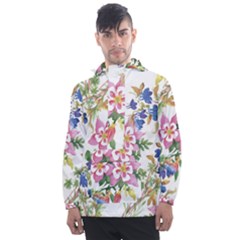 Garden Flowers Men s Front Pocket Pullover Windbreaker by goljakoff