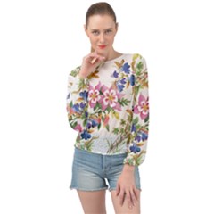 Garden Flowers Banded Bottom Chiffon Top by goljakoff