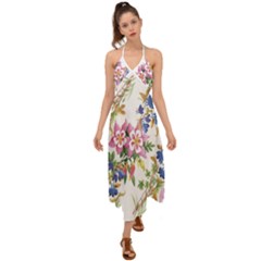 Garden Flowers Halter Tie Back Dress  by goljakoff