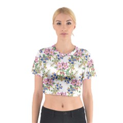 Garden Flowers Pattern Cotton Crop Top by goljakoff