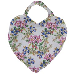 Garden flowers pattern Giant Heart Shaped Tote