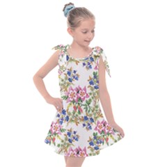 Garden flowers pattern Kids  Tie Up Tunic Dress