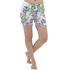 Garden Flowers Pattern Lightweight Velour Yoga Shorts by goljakoff