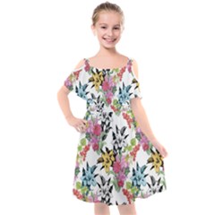 Summer Flowers Kids  Cut Out Shoulders Chiffon Dress by goljakoff