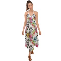 Summer Flowers Halter Tie Back Dress  by goljakoff