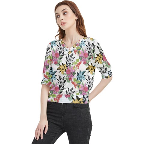 Summer Flowers Quarter Sleeve Blouse by goljakoff