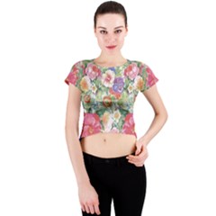 Beautiful Flowers Crew Neck Crop Top by goljakoff