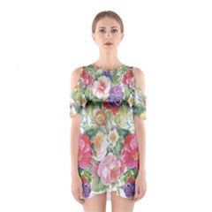 Beautiful Flowers Shoulder Cutout One Piece Dress by goljakoff