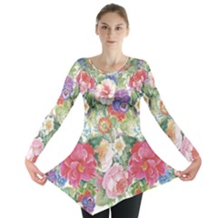 Beautiful Flowers Long Sleeve Tunic  by goljakoff