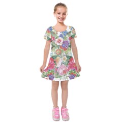 Beautiful Flowers Kids  Short Sleeve Velvet Dress by goljakoff
