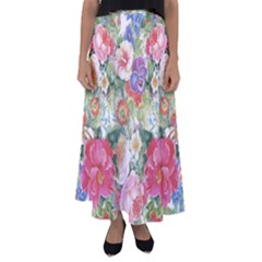 Beautiful Flowers Flared Maxi Skirt by goljakoff