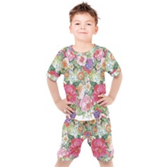 Beautiful Flowers Kids  Tee And Shorts Set by goljakoff