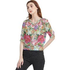 Beautiful Flowers Quarter Sleeve Blouse