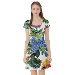 Flowers Short Sleeve Skater Dress by goljakoff