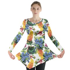 Flowers Pattern Long Sleeve Tunic  by goljakoff