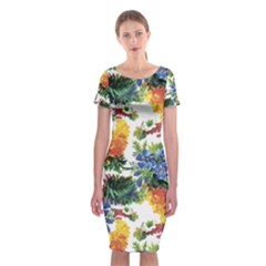 Flowers Pattern Classic Short Sleeve Midi Dress by goljakoff