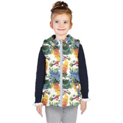 Flowers Pattern Kids  Hooded Puffer Vest by goljakoff