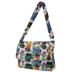 Flowers Pattern Full Print Messenger Bag (l)