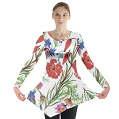 Summer Flowers Long Sleeve Tunic  by goljakoff
