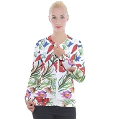 Summer Flowers Casual Zip Up Jacket