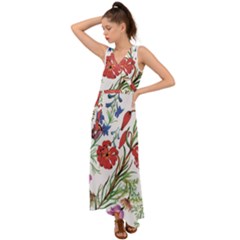 Summer Flowers V-neck Chiffon Maxi Dress by goljakoff